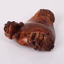 善也海南黄花梨精雕龙蟾戏转运珠