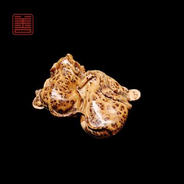 善也堂太行崖柏摆件《鼠钱袋》