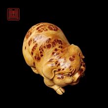 善也太行崖柏手把件《福猪》