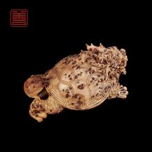 善也太行崖柏手把件《小龙龟》