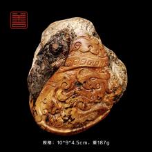 善也太行崖柏手把件《变异瘤螭吻》