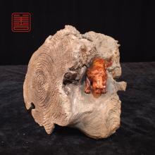 善也堂太行崖柏摆件《北山霜·藏豹》