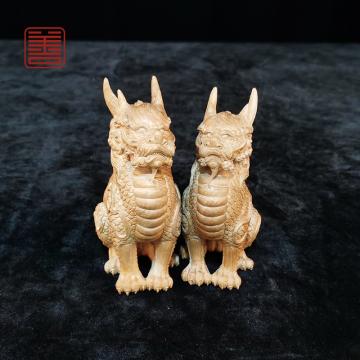 善也堂老山檀摆件《麒麟（一对）》