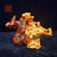 善也堂太行崖柏抱石瘤疤摆件《福到》
