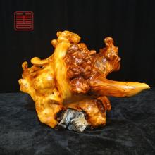 善也堂太行崖柏抱石瘤疤摆件《福到》