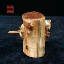 善也堂太行崖柏摆件《豹子笔筒》