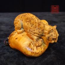 善也堂太行崖柏摆件《豹子》