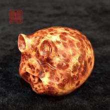 善也太行崖柏手把件《福猪》