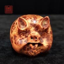 善也太行崖柏手把件《福猪》