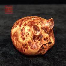 善也太行崖柏手把件《福猪》