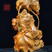 善也堂太行崖柏摆件《弥勒佛恭喜发财》